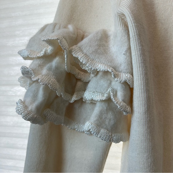 Club Monaco Feleesha Sweater Wool Alpaca Ruffle Statement Sleeves Ivory (M) - Picture 3 of 6
